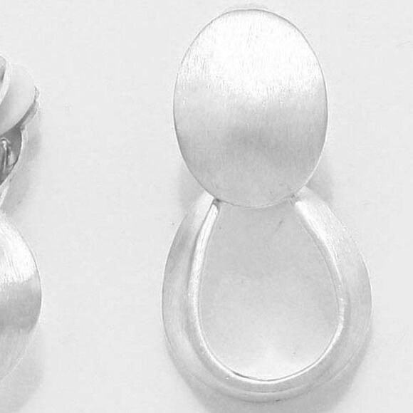 Silver Tone Loop Metal Clip On Earrings NWT - Picture 2 of 5